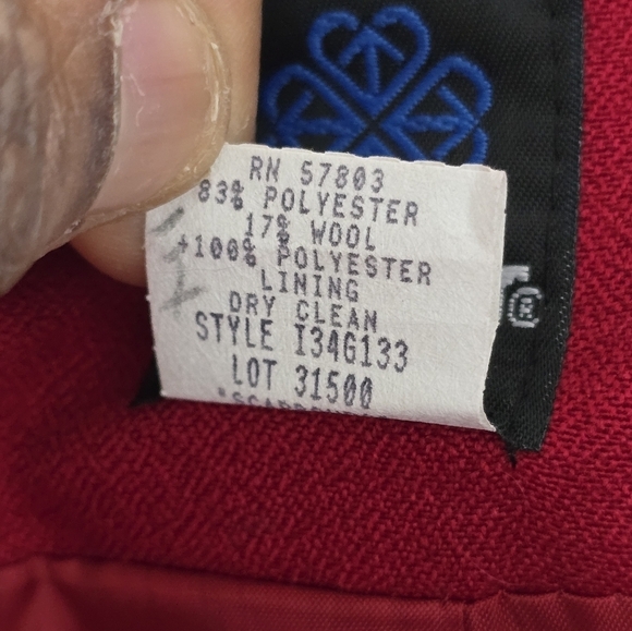 Vintage Panther 2Piece Skirt Suit 24W Red Long Sleeve Button Up Career - Picture 10 of 15